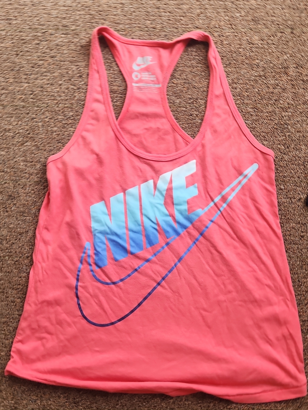 Nike Coral Racerback Tank with Blue Logo